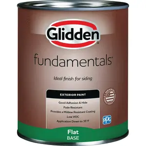 Glidden GLFEXT10B1/04 Fundamentals Exterior Paint Flat White Pastel Base Quart