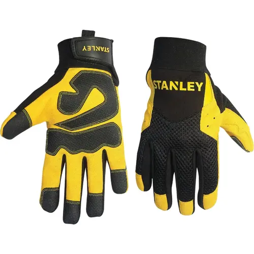 Men's Large Synthetic Leather High Performance Glove Black & Yellow Pair