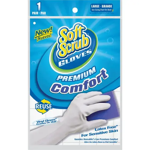 Large Premium Comfort Vinyl Rubber Glove White