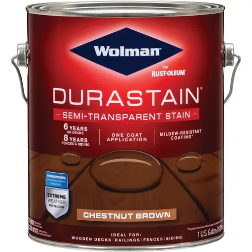 DuraStain One Coat Semi-Transparent Wood Exterior Stain, Chestnut Brown 1 Gal.