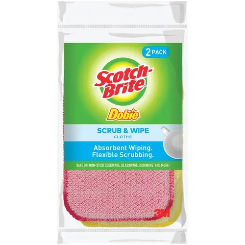 Dobie Scrub & Wipe Cloth, 5.9 In. x 3.9 In. - pack of 2 Dobie Scrub & Wipe Cloth, 5.9 In. x 3.9 In. - pack of 2
