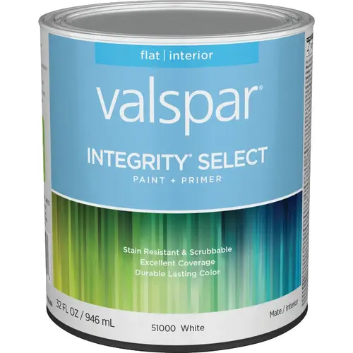 Integrity Select Paint & Primer Flat Interior Paint, White, 1 Qt.