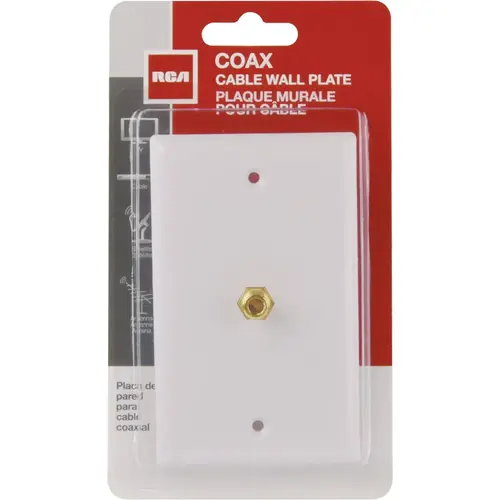 White Single F-Connector Coaxial Wall Plate White Single F-Connector Coaxial Wall Plate