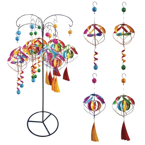 17 In. H. Multi-Color Iron Glamorous Hanging Wind Spinner Display (12-Piece) 17 In. H. Multi-Color Iron Glamorous Hanging Wind Spinner Display (12-Piece)
