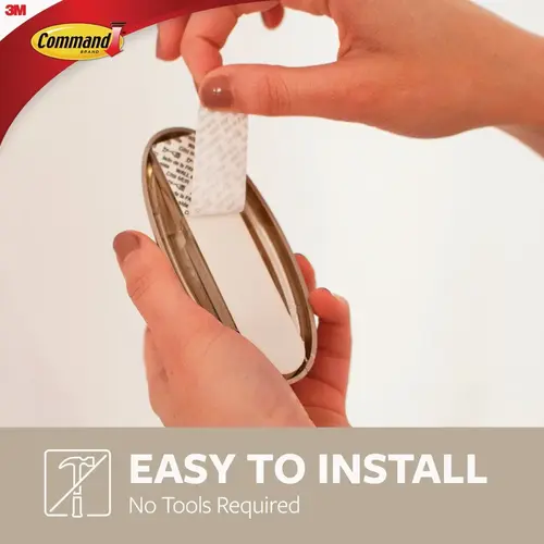 Curtain Rod Hooks, 2 Hooks, 2 Strips Brushed Nickel