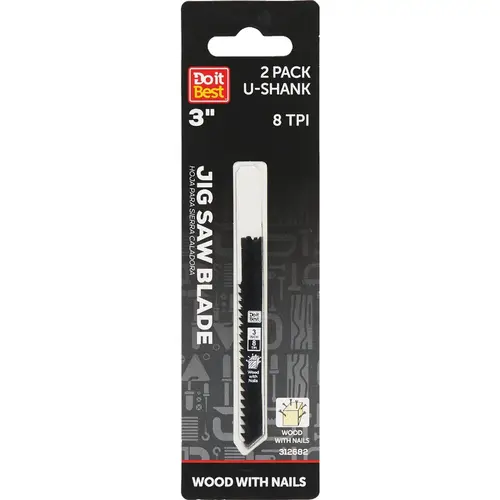 U-Shank 3 In. 8 TPI Nail-Embedded Wood Jig Saw Blade - pack of 2 U-Shank 3 In. 8 TPI Nail-Embedded Wood Jig Saw Blade - pack of 2