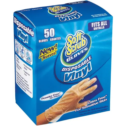 1 Size Fits All Vinyl Disposable Glove Clear - pack of 50