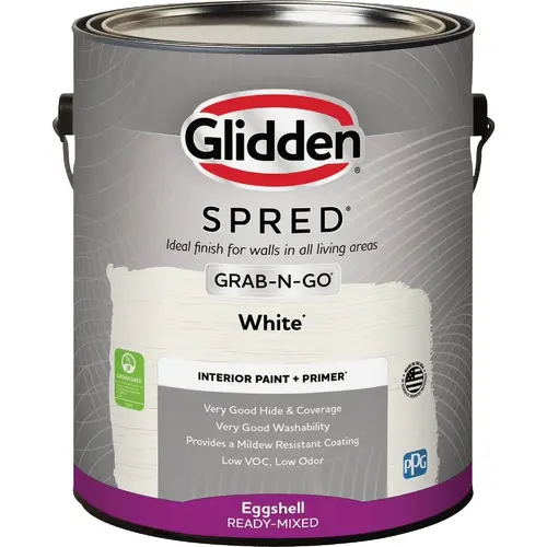 Spred Interior Paint + Primer Grab-N-Go Eggshell White Gallon Spred Interior Paint + Primer Grab-N-Go Eggshell White Gallon