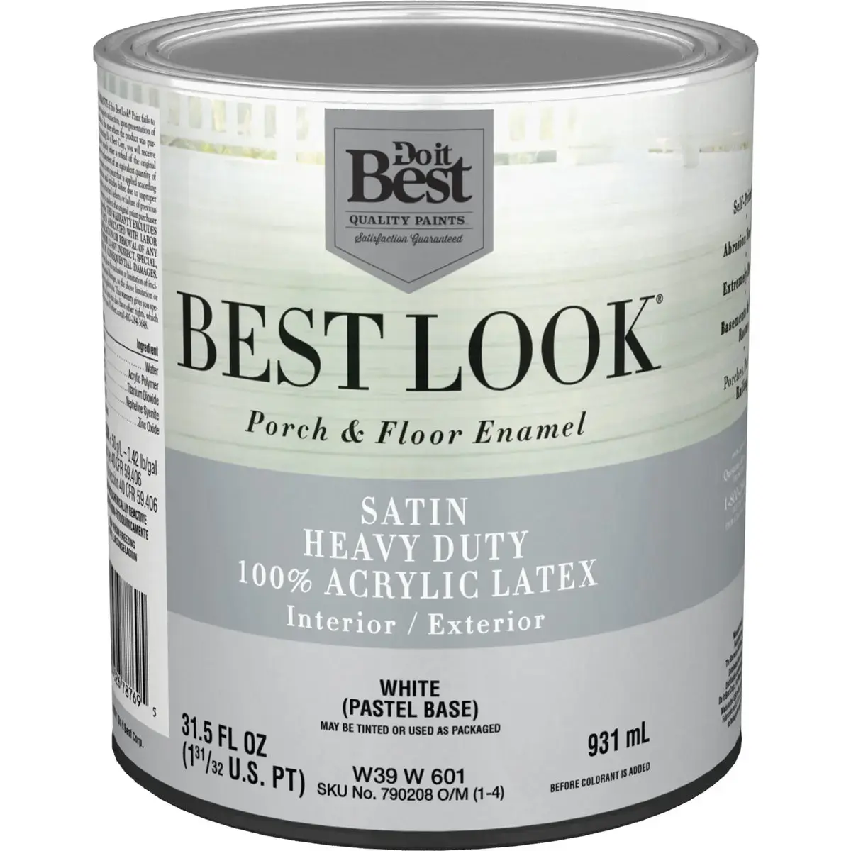 Do it Best Best Look 1 Qt. White Heavy-Duty Acrylic Latex Satin Porch & Floor Enamel W39W00601-14 Do it Best Best Look 1 Qt. White Heavy-Duty Acrylic Latex Satin Porch & Floor Enamel W39W00601-14