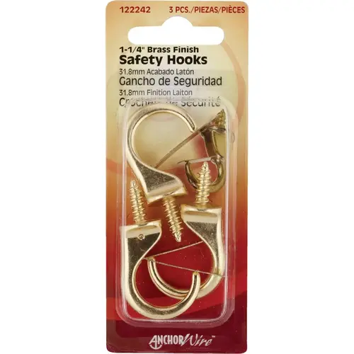 Anchor Wire 1-1/4 In. Brass Safety Hook Anchor Wire 1-1/4 In. Brass Safety Hook