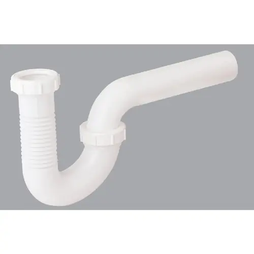 1-1/2 In., 1-1/4 In. White Plastic Flexible P-Trap 1-1/2 In., 1-1/4 In. White Plastic Flexible P-Trap