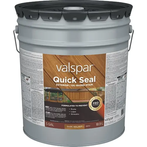Valspar Quick Seal Exterior Stain, Semi-Transparent, Dark Walnut, Liquid, 5 gal Valspar Quick Seal Exterior Stain, Semi-Transparent, Dark Walnut, Liquid, 5 gal