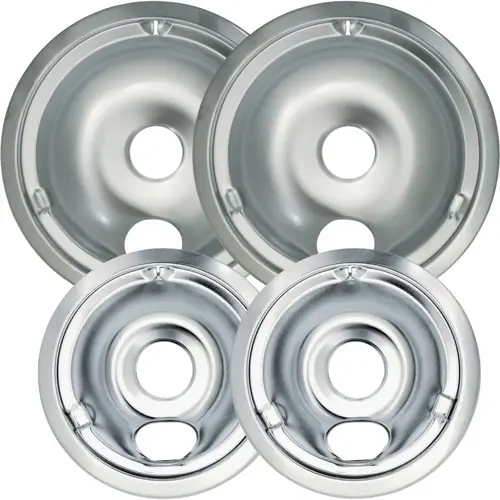 Electric (2) 6" & (2) 8" Style C Round Chrome Drip Pan Electric (2) 6" & (2) 8" Style C Round Chrome Drip Pan