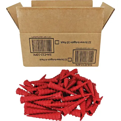 #2 to #16 Thread x 2 In. Red Plastic Wood Anchor (50 Ct.)
