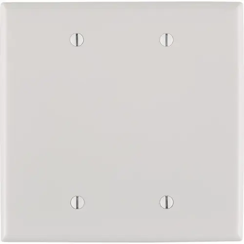2-Gang Mid-Way Thermoplastic Nylon Blank Wall Plate, White 2-Gang Mid-Way Thermoplastic Nylon Blank Wall Plate, White