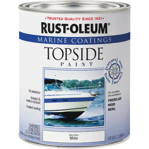 Semi-Gloss Marine Boat Topside Paint, White, 1 Qt.