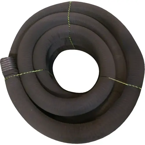 4 In. x 100 Ft. Corrugated Perforated Drainage Pipe with Sock Black