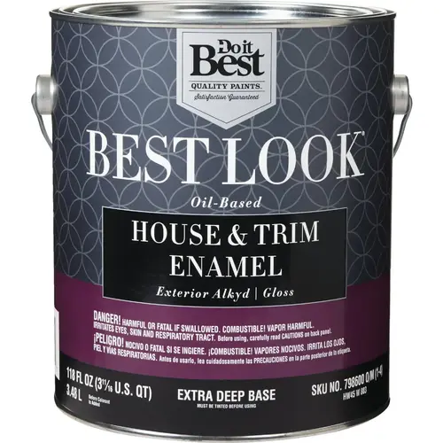 Best Look Oil-Based Alkyd Gloss Exterior House & Trim Enamel Paint, Extra Deep Base, 1 Gal. Best Look Oil-Based Alkyd Gloss Exterior House & Trim Enamel Paint, Extra Deep Base, 1 Gal.