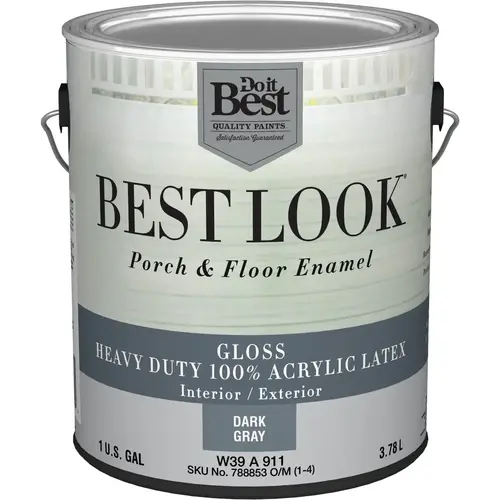 Best Look 1 Gal. Dark Gray Base Heavy-Duty Acrylic Latex Gloss Porch & Floor Enamel Best Look 1 Gal. Dark Gray Base Heavy-Duty Acrylic Latex Gloss Porch & Floor Enamel