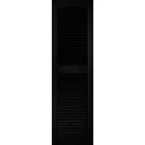 15 In. x 52 In. Vinyl Louvered Shutter, Black - pack of 2 15 In. x 52 In. Vinyl Louvered Shutter, Black - pack of 2