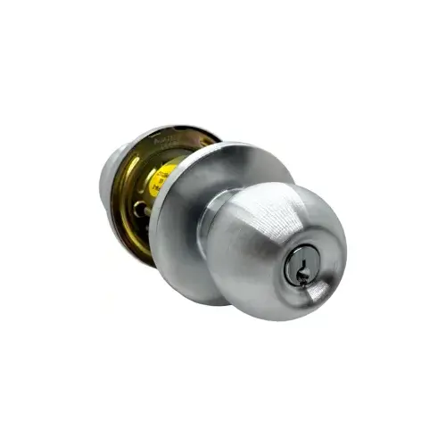 Storeroom Hana Knob, 6-Pin Cylinder, Schlage C Keyway, Keyed Different, Medium Duty, Cylindrical Lock, Deadlatch, ANSI Strike, 2-3/4" Backset, Grade 2, UL, 626/US26D Satin Chrome Storeroom Hana Knob, 6-Pin Cylinder, Schlage C Keyway, Keyed Different, Medium Duty, Cylindrical Lock, Deadlatch, ANSI Strike, 2-3/4" Backset, Grade 2, UL, 626/US26D Satin Chrome
