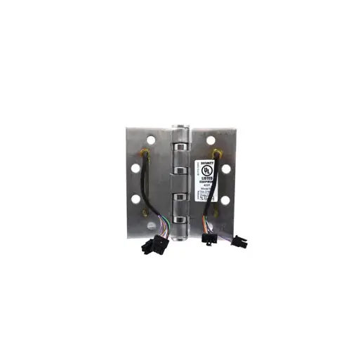 Electrified Quick Connect (QC) 12 Wire, 5-Knuckle Hinge, Heavy Weight, Full Mortise, Ball Bearing, 4.5" x 4.5" (4545), Steel Base, 8 & 4 Pin Connector, 652/626/US26D Satin Chrome