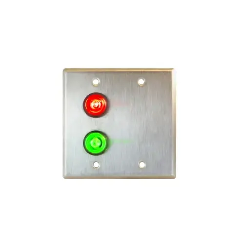 7201 Series Hi-Intensity LED Indicator, 1 In. Diameter 1 each Red and Green LED, Water Proof, Stainless Steel Double Gang Mount