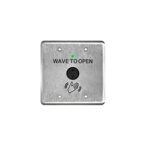 Magic Switch Touchless Plate, Wave to Open, Double Gang Stainless Steel Faceplate, Text and Hand Logo Magic Switch Touchless Plate, Wave to Open, Double Gang Stainless Steel Faceplate, Text and Hand Logo
