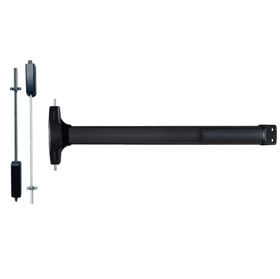 DETEX FV50-LD-711-36X84 Wide Stile Fire Rated Surface Vertical Rod (SVR) Exit Device, Value Series No Trim, Less Dogging, 36", 711/DC35 Anodized Aluminum Black