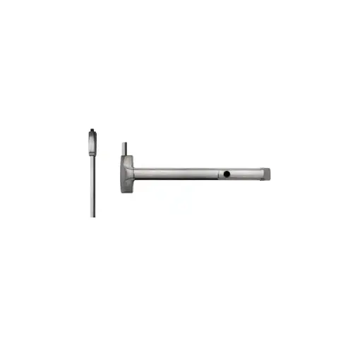Wind Rated, Cylinder Dogging (Mortise Cylinder Required), SVR Surface Vertical Rod Exit Device, Exit Only, No Trim, 36" x 84", Less Bottom Rods, Grade 1, Advantex Series, 630/US32D Stainless Steel Wind Rated, Cylinder Dogging (Mortise Cylinder Required), SVR Surface Vertical Rod Exit Device, Exit Only, No Trim, 36" x 84", Less Bottom Rods, Grade 1, Advantex Series, 630/US32D Stainless Steel