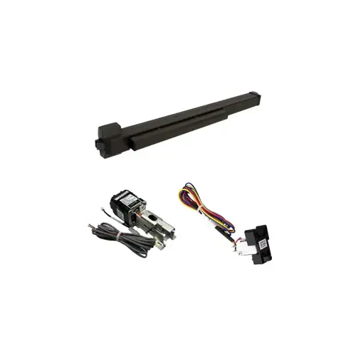 KIT - RX (Request to Exit Switch), QEL (Quiet Electric Latch Retraction), Rim Exit Device, Exit Only No Trim, 36", No Dogging, Grade 1, 695/SP313 Powder-Coated Dark Bronze KIT - RX (Request to Exit Switch), QEL (Quiet Electric Latch Retraction), Rim Exit Device, Exit Only No Trim, 36", No Dogging, Grade 1, 695/SP313 Powder-Coated Dark Bronze