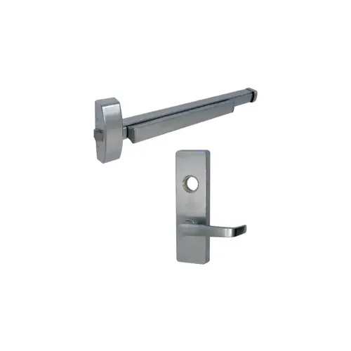 KIT - Fire Rated Rim Exit Device, Key Locks/Unlocks Vandal Resistant Lever x Escutcheon Plate Trim, Right Hand Reverse, Less Rim Cylinder for Trim, Less Dogging, 36", Grade 1, 630/US32D Stainless Steel