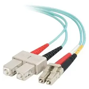 Ortronics 852-L42-009 3 Meter LC to SC (Lucent Connector to Standard Connector) Fiber Optic Duplex Jumper Cable, OM3, 10GB, 50 Micrometer Fiber, PVC, Aqua