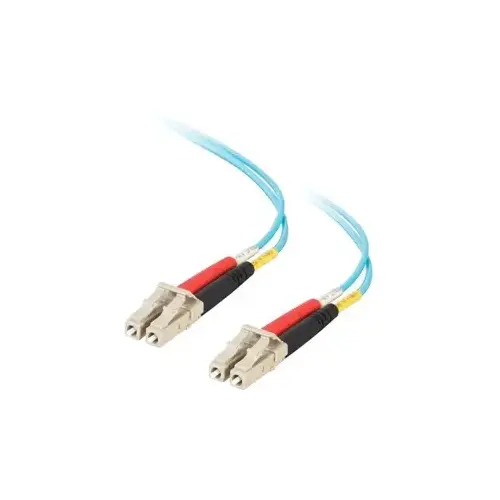 2 Meter LC to LC (Lucent Connector to Lucent Connector) Fiber Optic Duplex Jumper Cable, OM3, 10GB, 50 Micrometer Fiber, PVC, Aqua