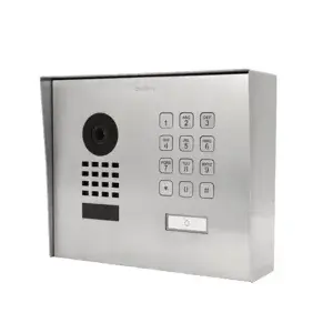 DoorBird 423867536 D1101KH Surface Mount IP Video Station, Stainless Steel V2A, Brushed, Housing Included, Wi-Fi/LAN Connection (PoE Capable), 2-Way Audio, Ultra-Wide Angle Lens, 1080p, Night Vision, IR LEDs, 4D Motion Sensor, 1 Freely Configurable Bistable Switching Relay.