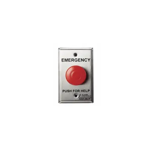 Red Mushroom Button Emergency Push for Help, 1 No, 1 NC, LED, 24VDC, Guard Ring, 302 Stainless Steel Red Mushroom Button Emergency Push for Help, 1 No, 1 NC, LED, 24VDC, Guard Ring, 302 Stainless Steel