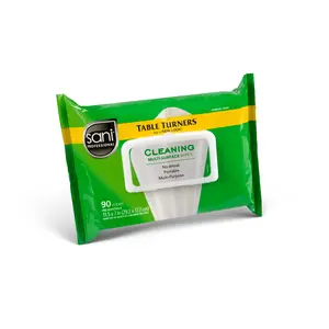 SANI-PROFESSIONAL A580FW Sani Professional/Nice Pak Table Turner Wipes, 90 Count White
