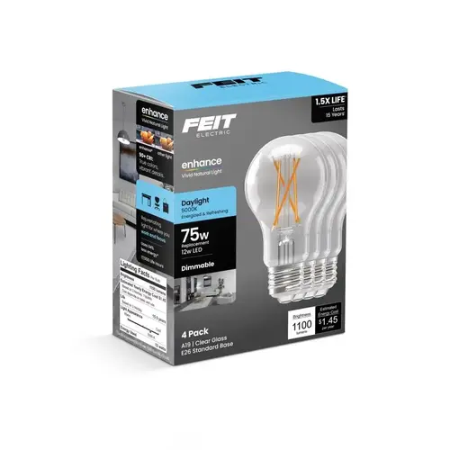 Filament LED Bulb A19 E26 (Medium) Daylight 75 Watt Equivalence Clear Filament LED Bulb A19 E26 (Medium) Daylight 75 Watt Equivalence Clear