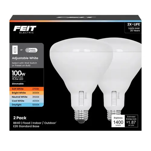 LED Bulb BR40 E26 (Medium) Adjustable White 100 Watt Equivalence White