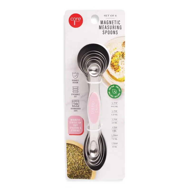 Core Kitchen Measuring Spoon Set Magnetic Silicone/Stainless Steel Assorted Assorted AC56755 Core Kitchen Measuring Spoon Set Magnetic Silicone/Stainless Steel Assorted Assorted AC56755