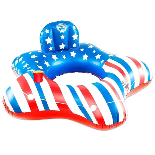 Pool Float Tube Blue/Red/White PVC Inflatable Americana River Tube Blue/Red/White