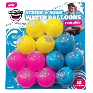 BigMouth Inc. 24-BMS-6034 Pool Balls Strike 'n' Soak Assorted Silicone Reusable Water Balloon Assorted