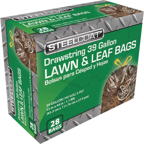 39 Gal. Lawn & Leaf Clear Drawstring Trash Bag (28-Count)