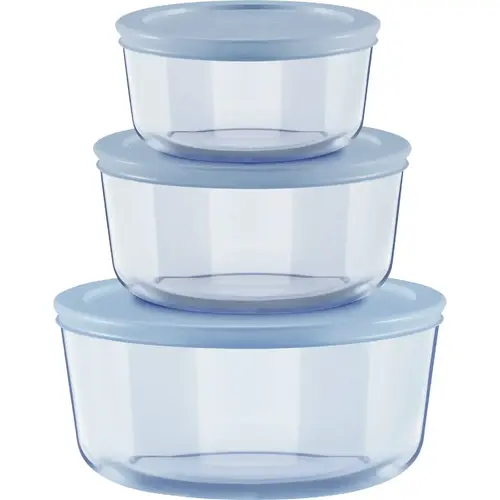 Simply Store Tinted Round Storage Set with Blue Plastic Lids (6-Piece)