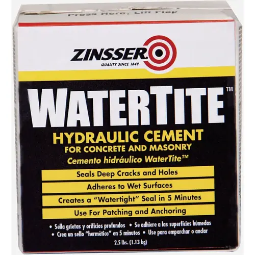 Zinsser Watertite 0 Hydraulic Cement, Gray, Solid, 2.5 lb, Carton Zinsser Watertite 0 Hydraulic Cement, Gray, Solid, 2.5 lb, Carton