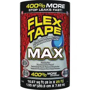 Flex Tape Max TFSMAXBLK08 MAX 8 In. x 25 Ft. Duct Tape Black