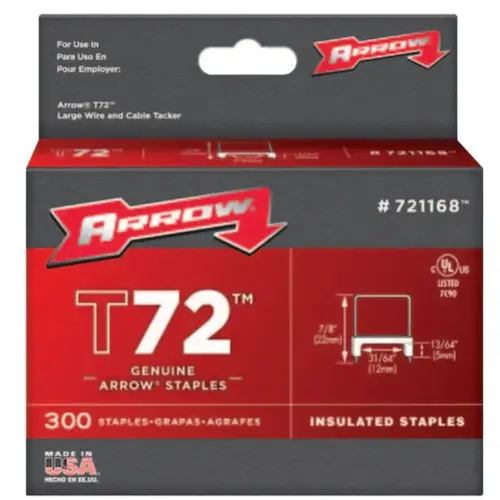 T72 Type Staples, 13/64 in L x 13/64 in W, 300 per box T72 Type Staples, 13/64 in L x 13/64 in W, 300 per box