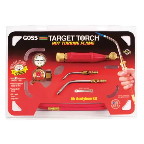 Target Torch Air-Acetylene Outfit, 5/16 in, 7/16 in, B Cyl Reg Fitting Red Target Torch Air-Acetylene Outfit, 5/16 in, 7/16 in, B Cyl Reg Fitting Red