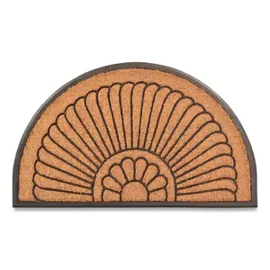 NOTRAX C04S2439CR Coir Crescent Rubber Molded Door Mat, C04, 1/2 in x 24 in W x 39 in L, Anti-Skid Backing, Natural Fibers