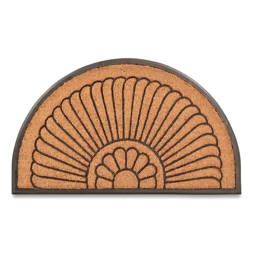 Coir Crescent Rubber Molded Door Mat, C04, 1/2 in x 24 in W x 39 in L, Anti-Skid Backing, Natural Fibers